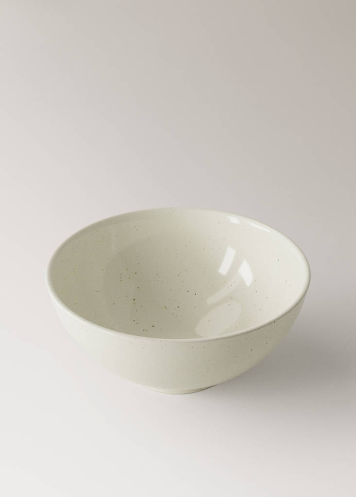 Stoneware serving dish with spots — Off White