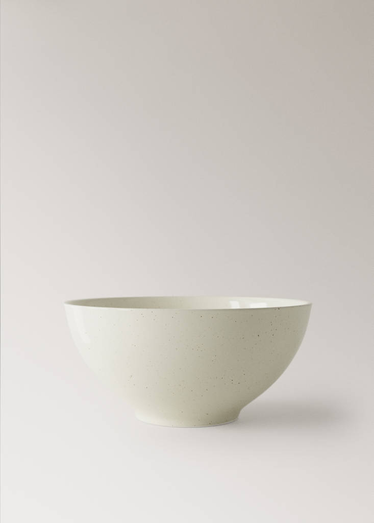 Stoneware serving dish with spots — Off White