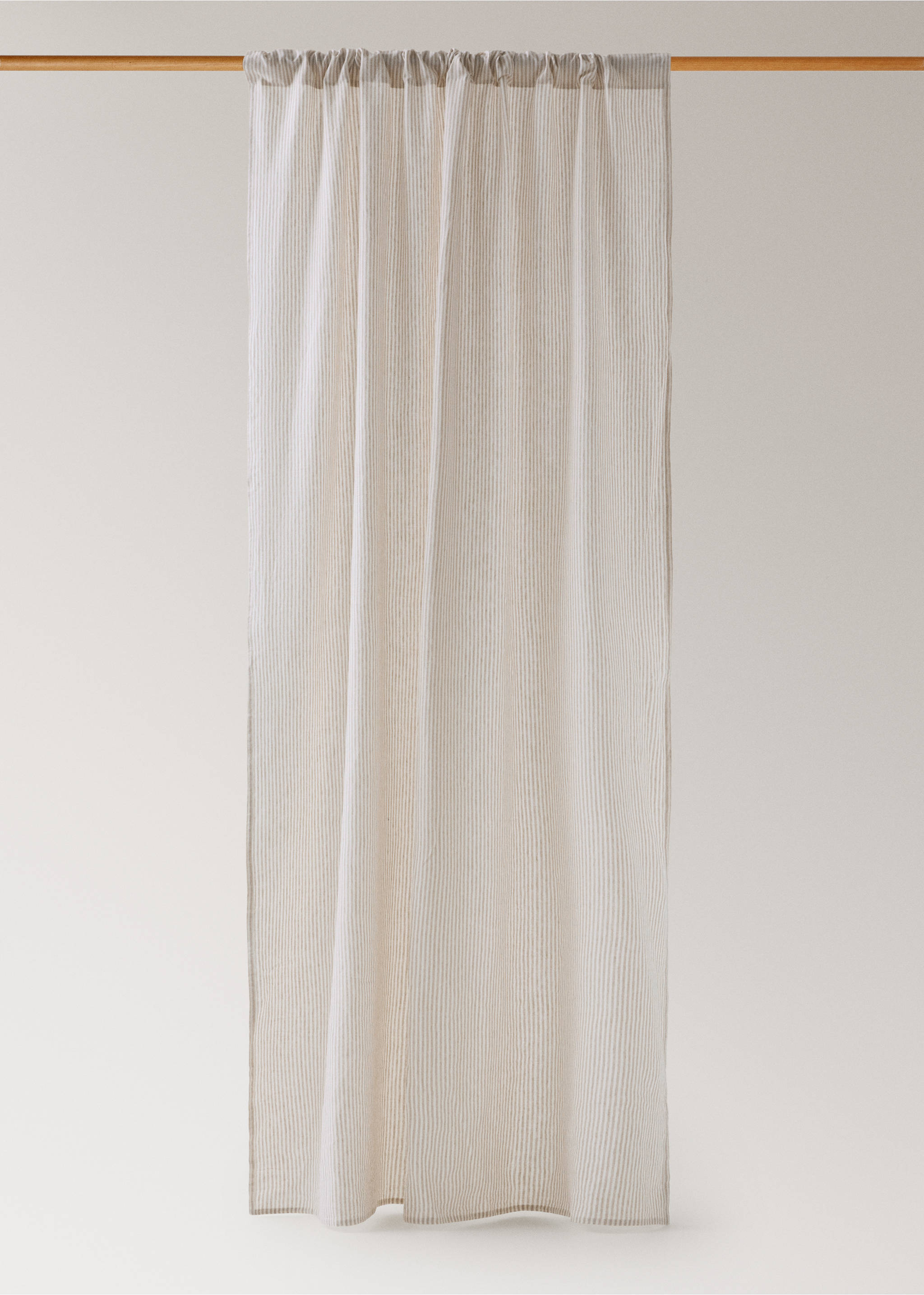 Linen curtain with stripes, medium opacity - Article without model, Sand. Ref: 27081525-00.
