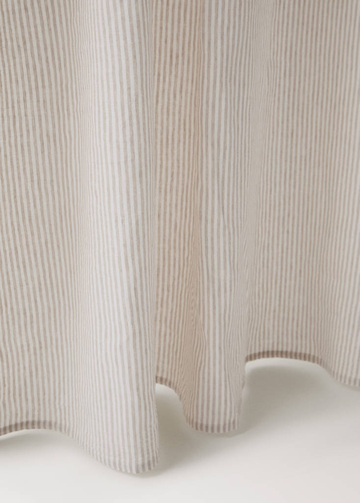 Linen curtain with stripes, medium opacity — Sand