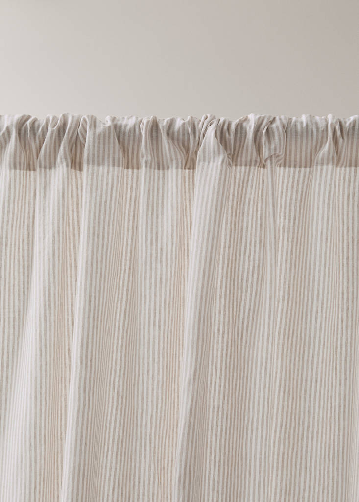 Linen curtain with stripes, medium opacity — Sand