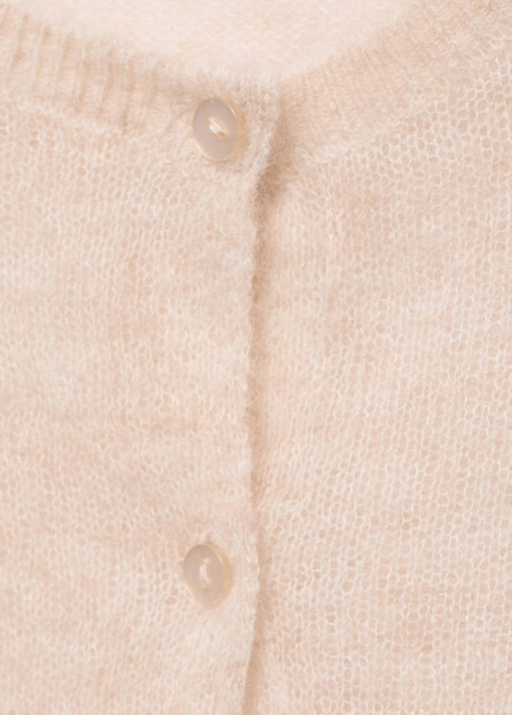Short alpaca wool blend cardigan — Beige