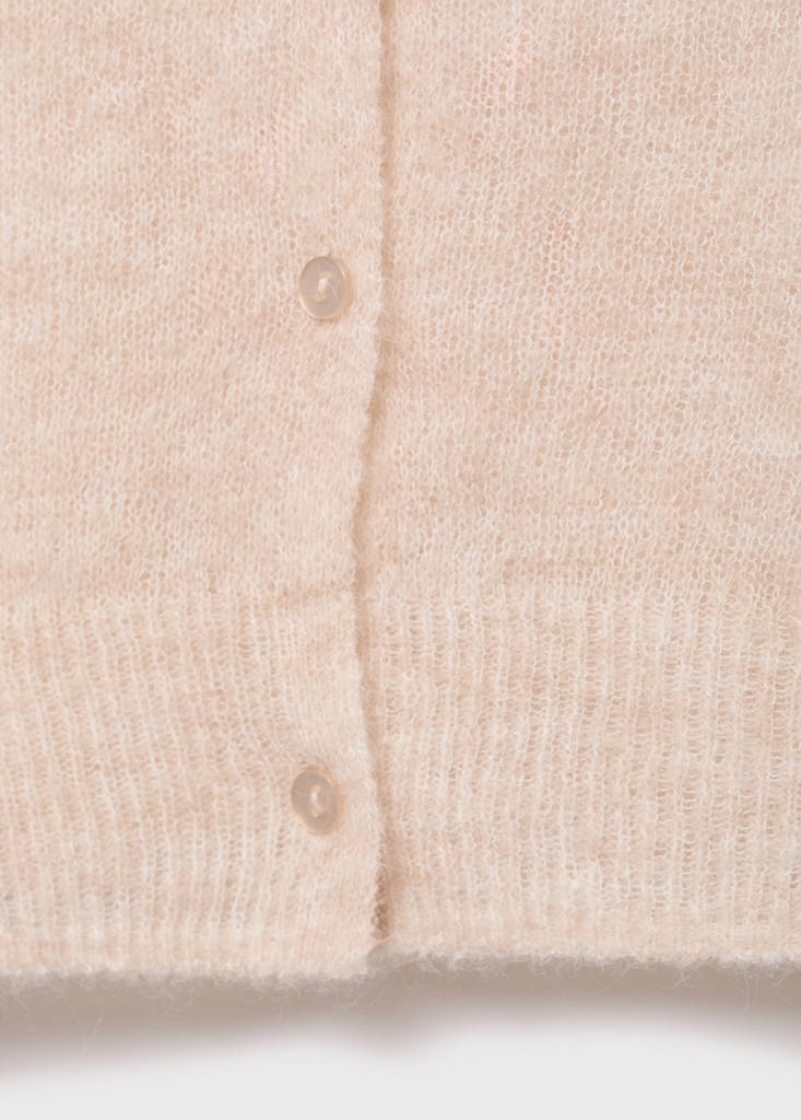 Short alpaca wool blend cardigan — Beige