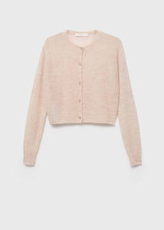 Short alpaca wool blend cardigan — Beige 6
