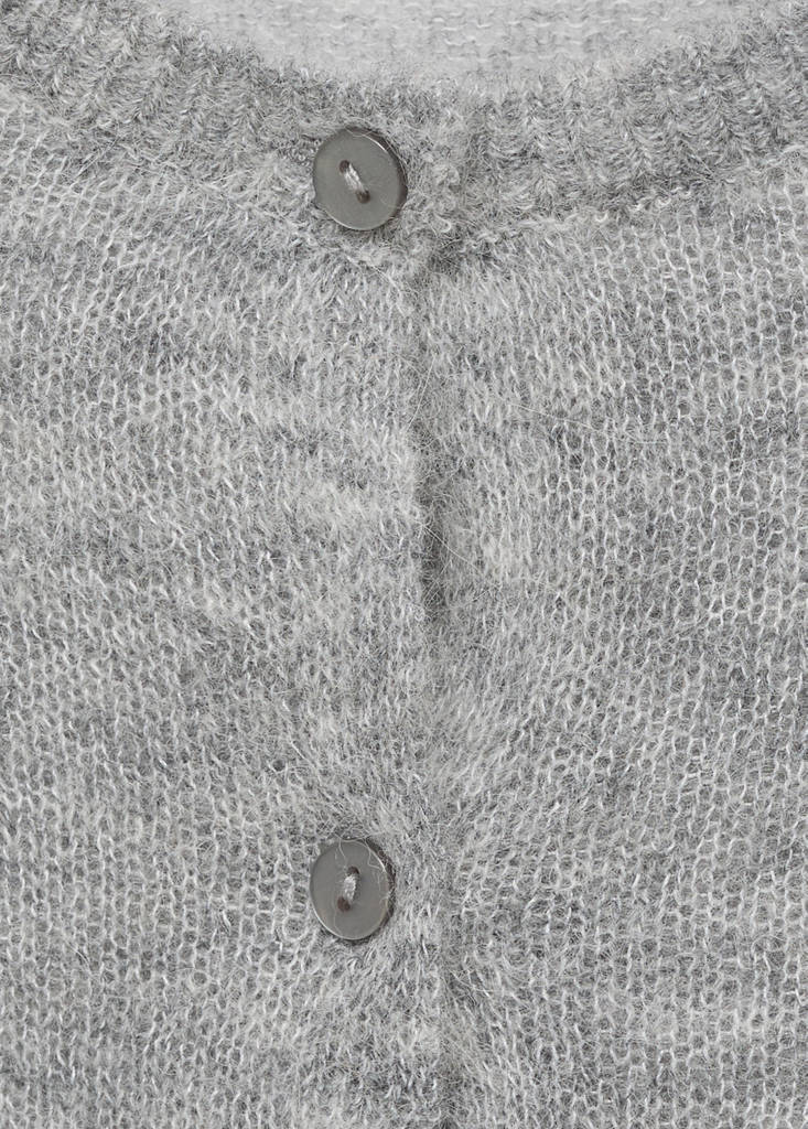 Short alpaca wool blend cardigan — Medium Heather Grey