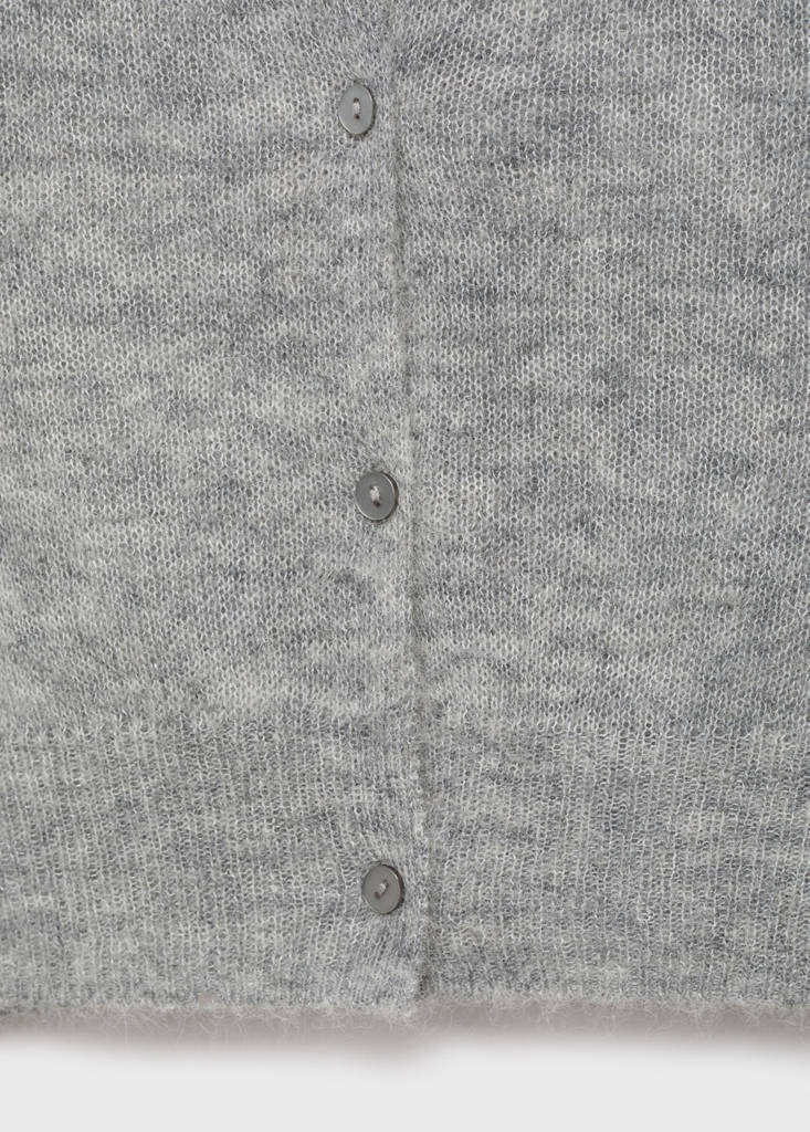 Short alpaca wool blend cardigan — Medium Heather Grey