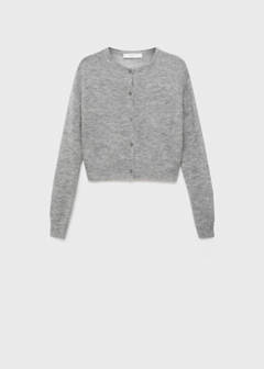 Short alpaca wool blend cardigan — Medium Heather Grey 7