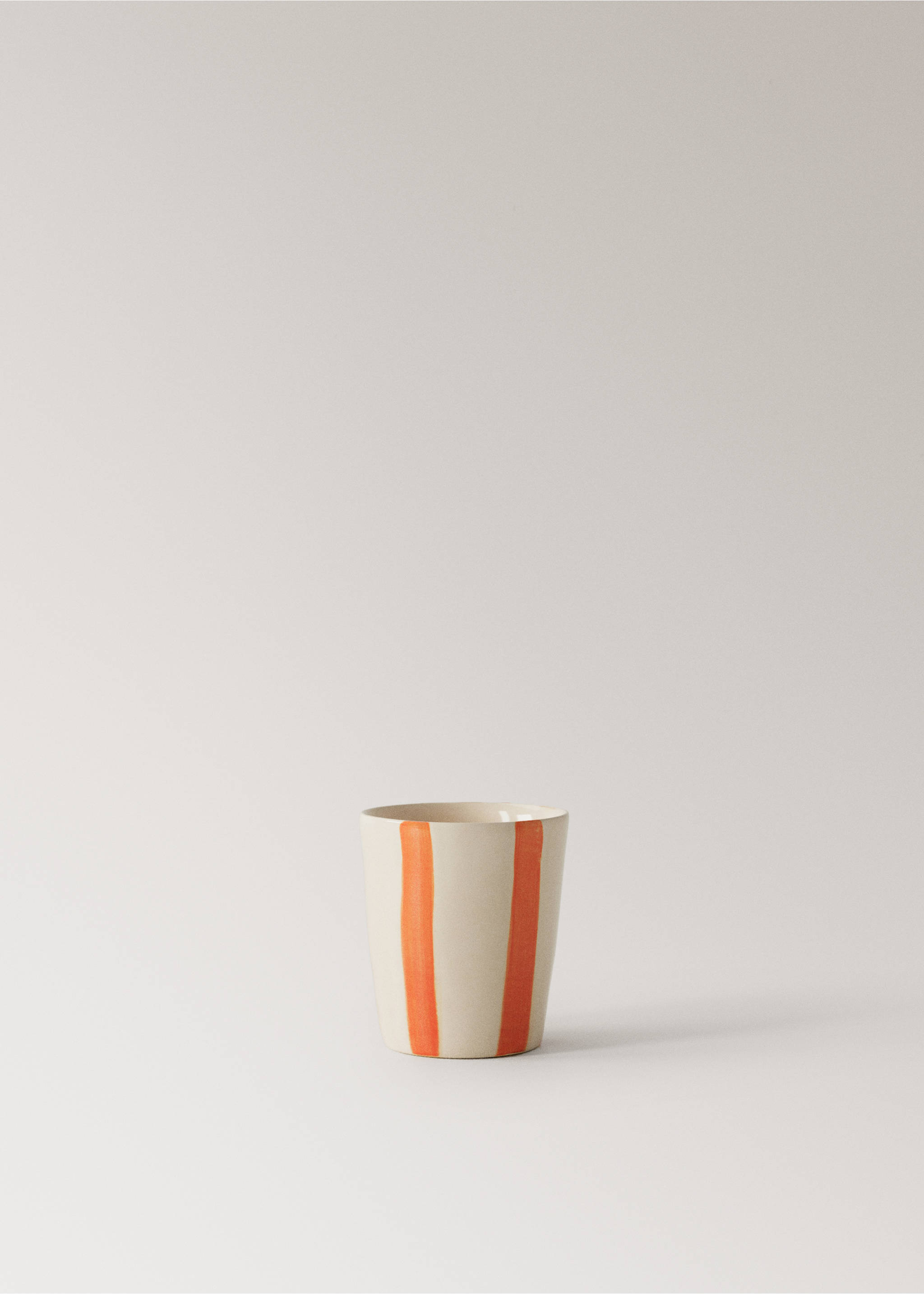 Espresso stoneware mug with stripes - Article without model, Orange. Ref: 27081528-00.