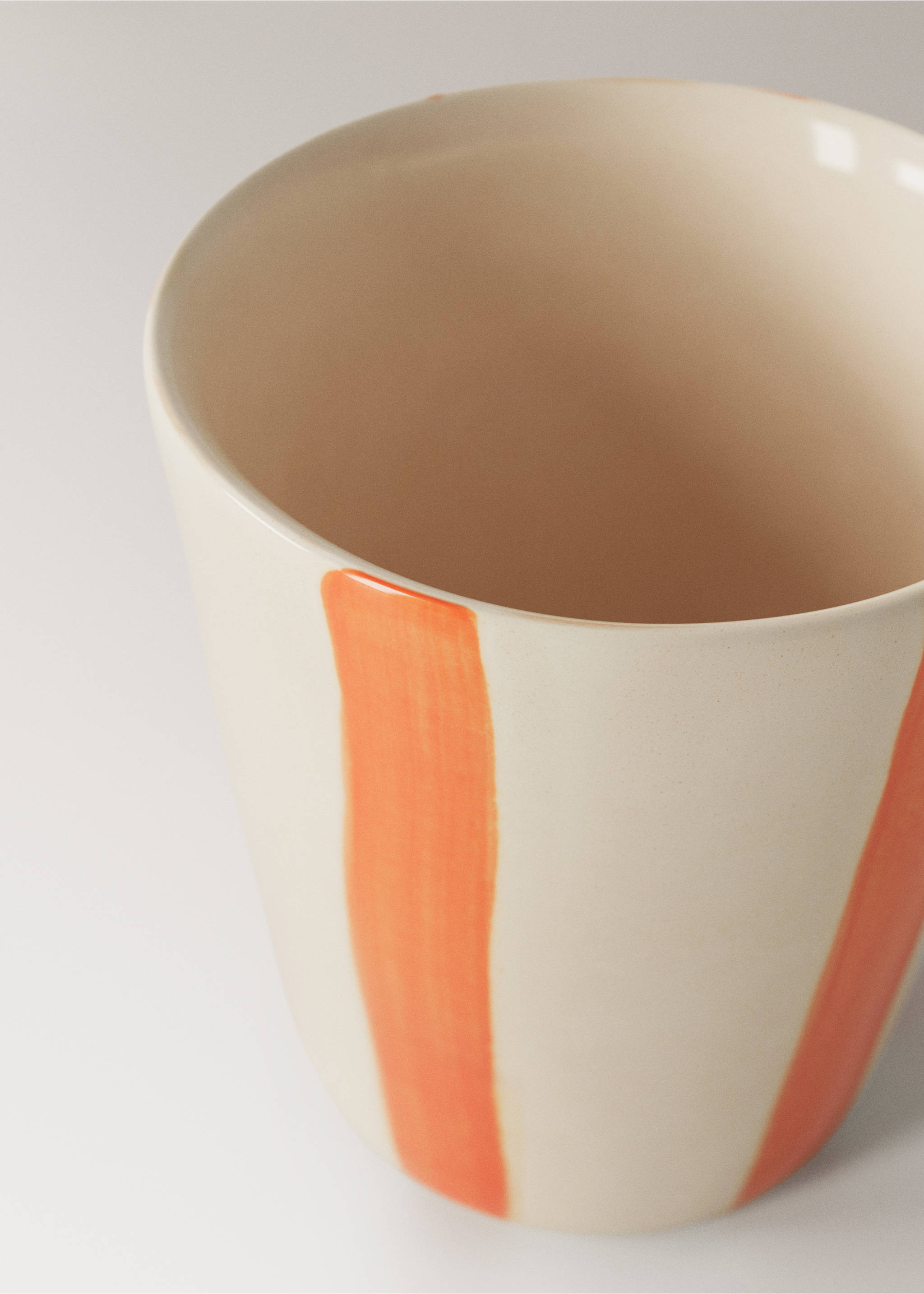 Espresso stoneware mug with stripes - Details of the article 1, Orange. Ref: 27081528-00.