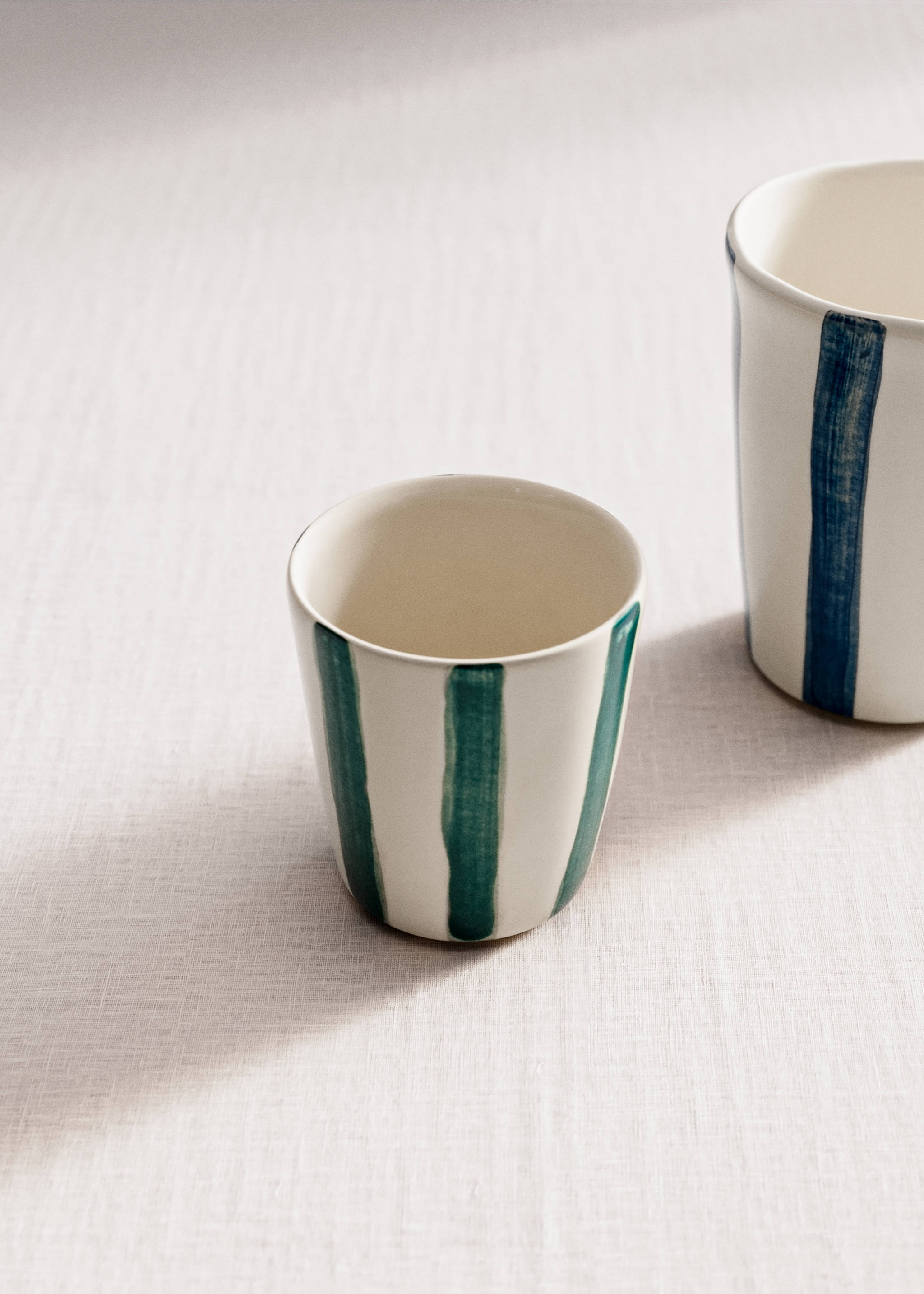 Espresso stoneware mug with stripes - General plane, Petrol Blue. Ref: 27081528-00.