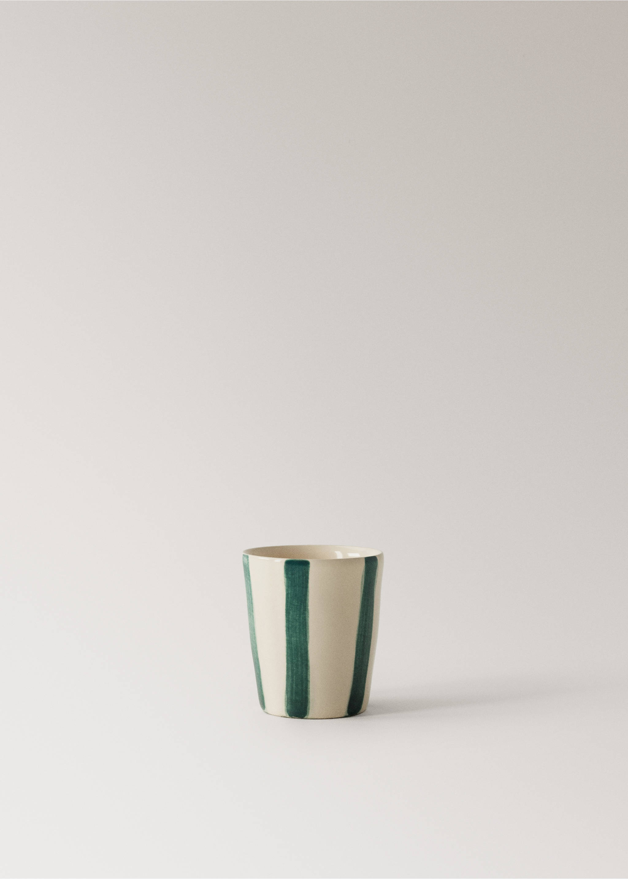 Espresso stoneware mug with stripes - Article without model, Petrol Blue. Ref: 27081528-00.