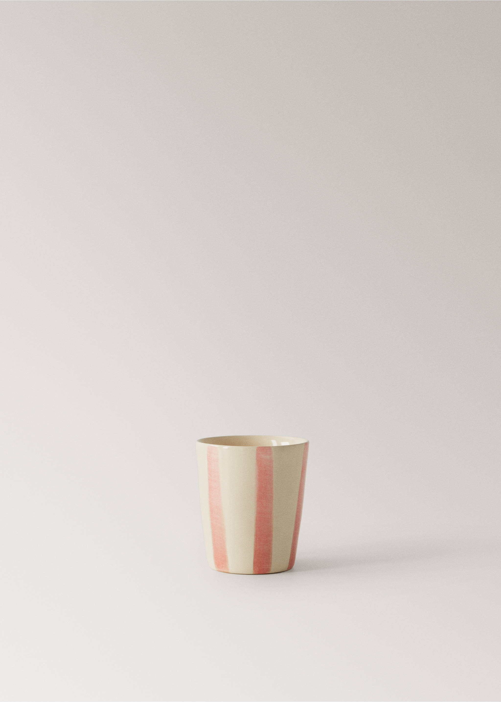 Espresso stoneware mug with stripes - Article without model, Pink. Ref: 27081528-00.