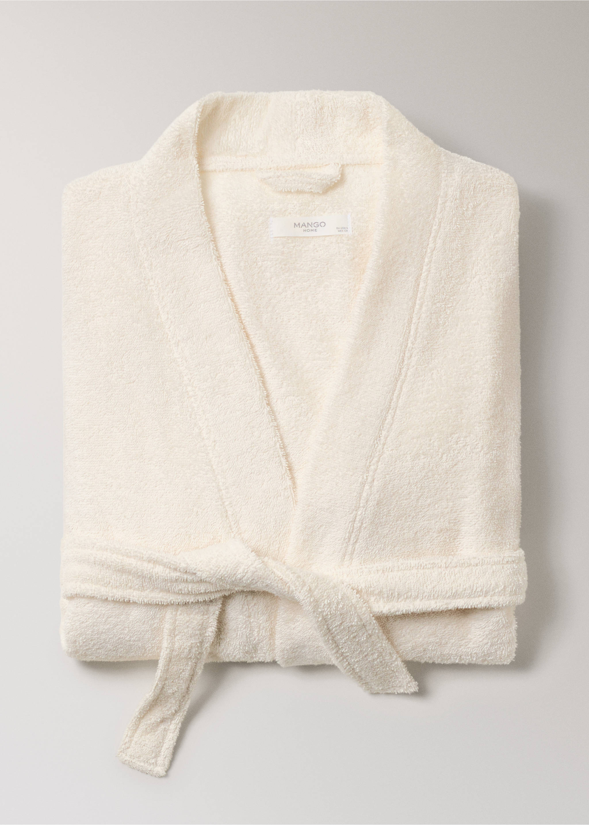 Terry cotton bathrobe - Details of the article 3, Vanilla. Ref: 27081530-00.