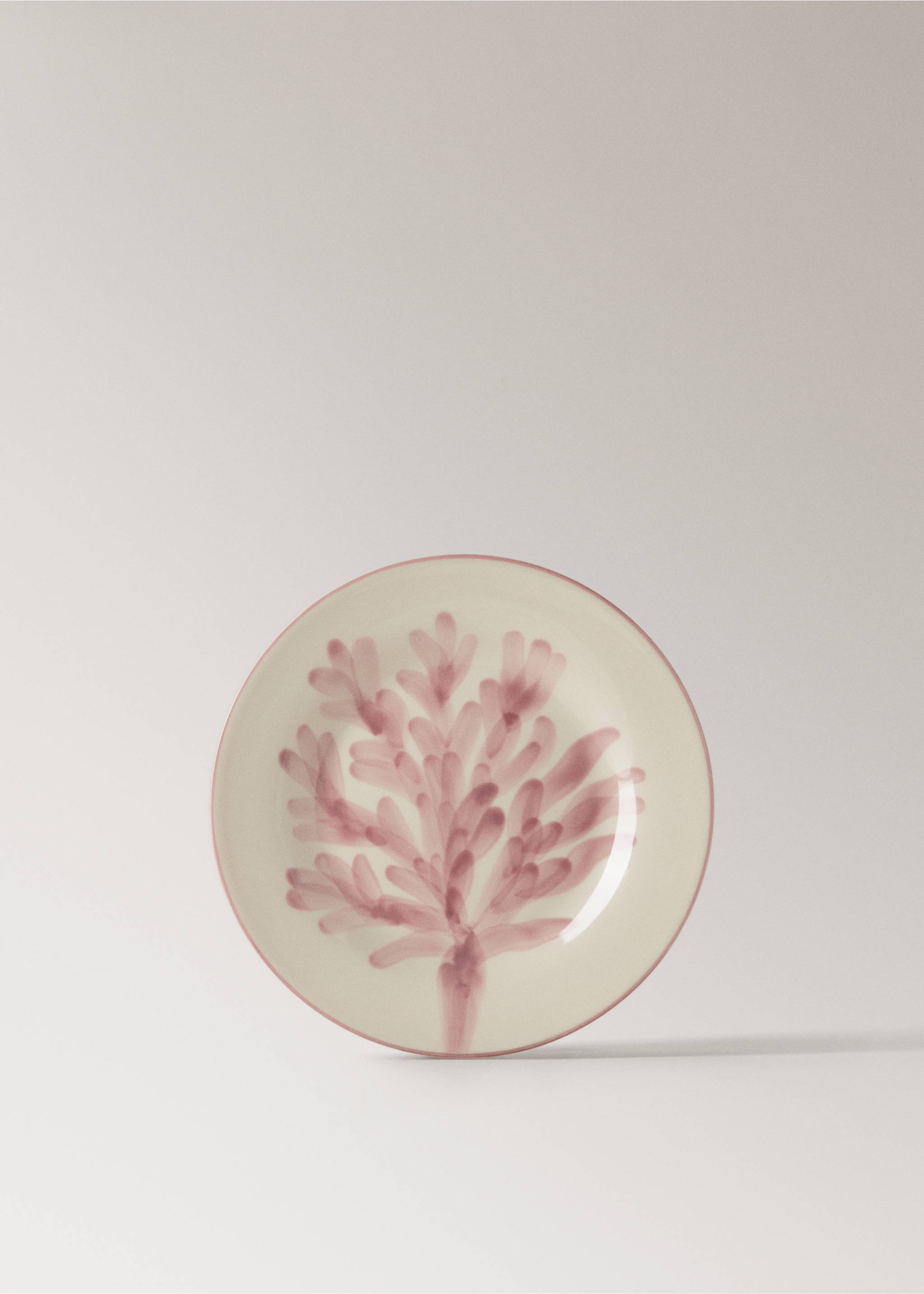 Stoneware dessert plate with floral design - Article without model, Light/Pastel Purple. Ref: 27081533-00.
