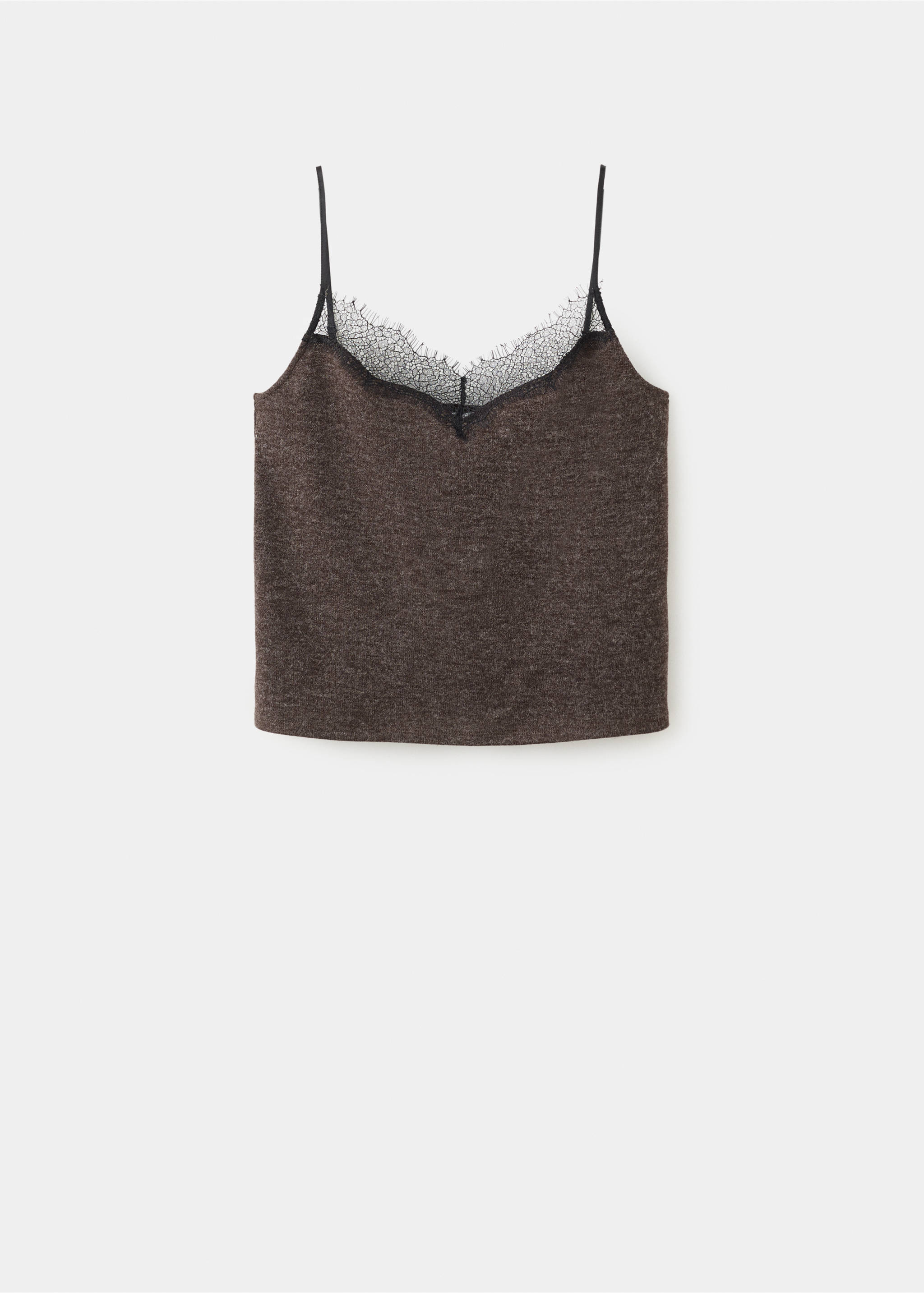 Top with lace neck - Article without model, Chocolate. Ref: 27081535-00.