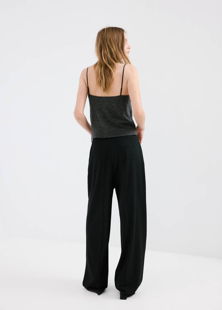 Top with lace neck — Dark Heather Grey