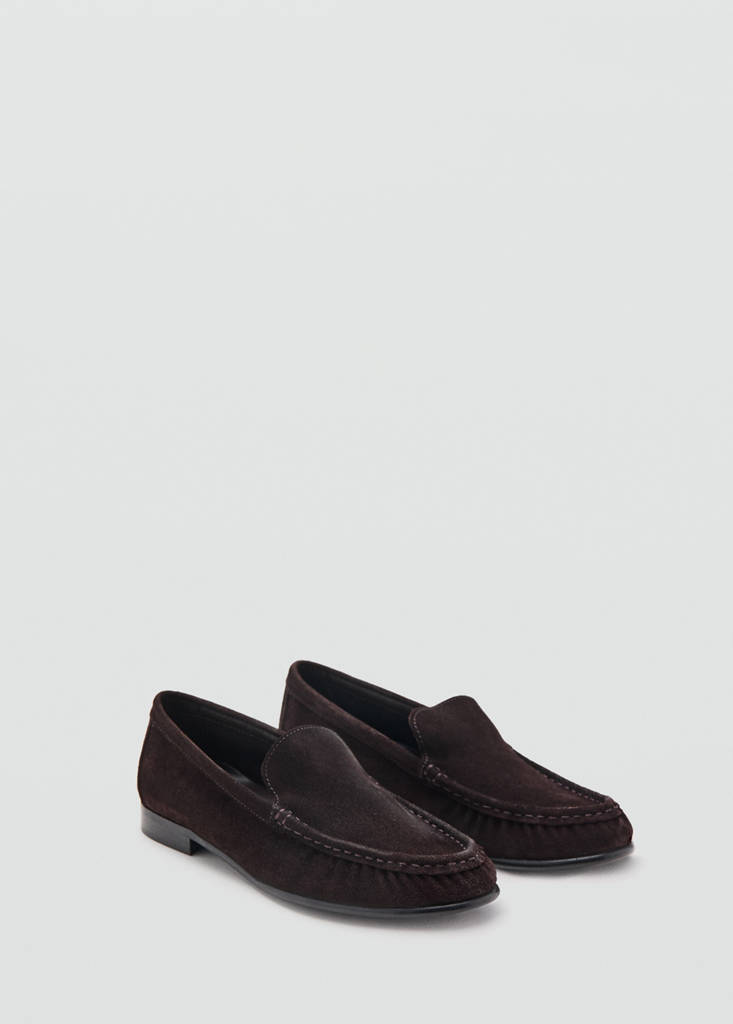 Gathered suede loafer — Chocolate