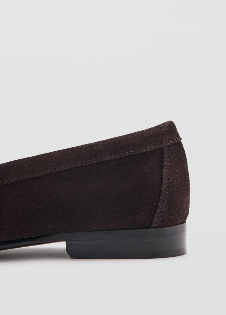 Gathered suede loafer — Chocolate