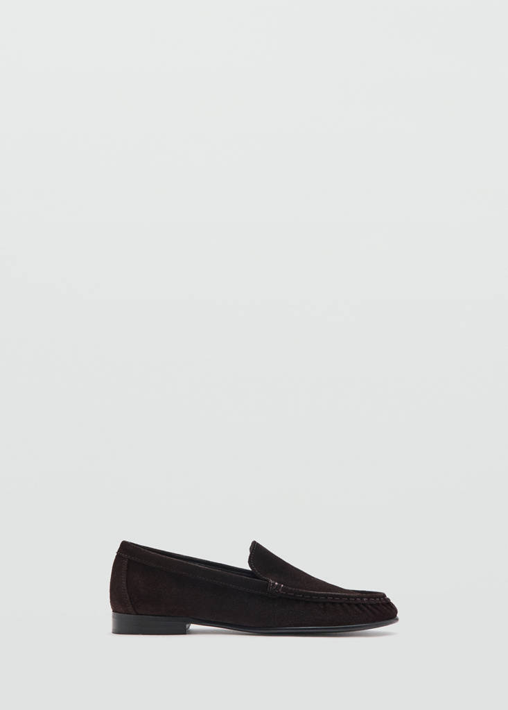 Gathered suede loafer — Chocolate