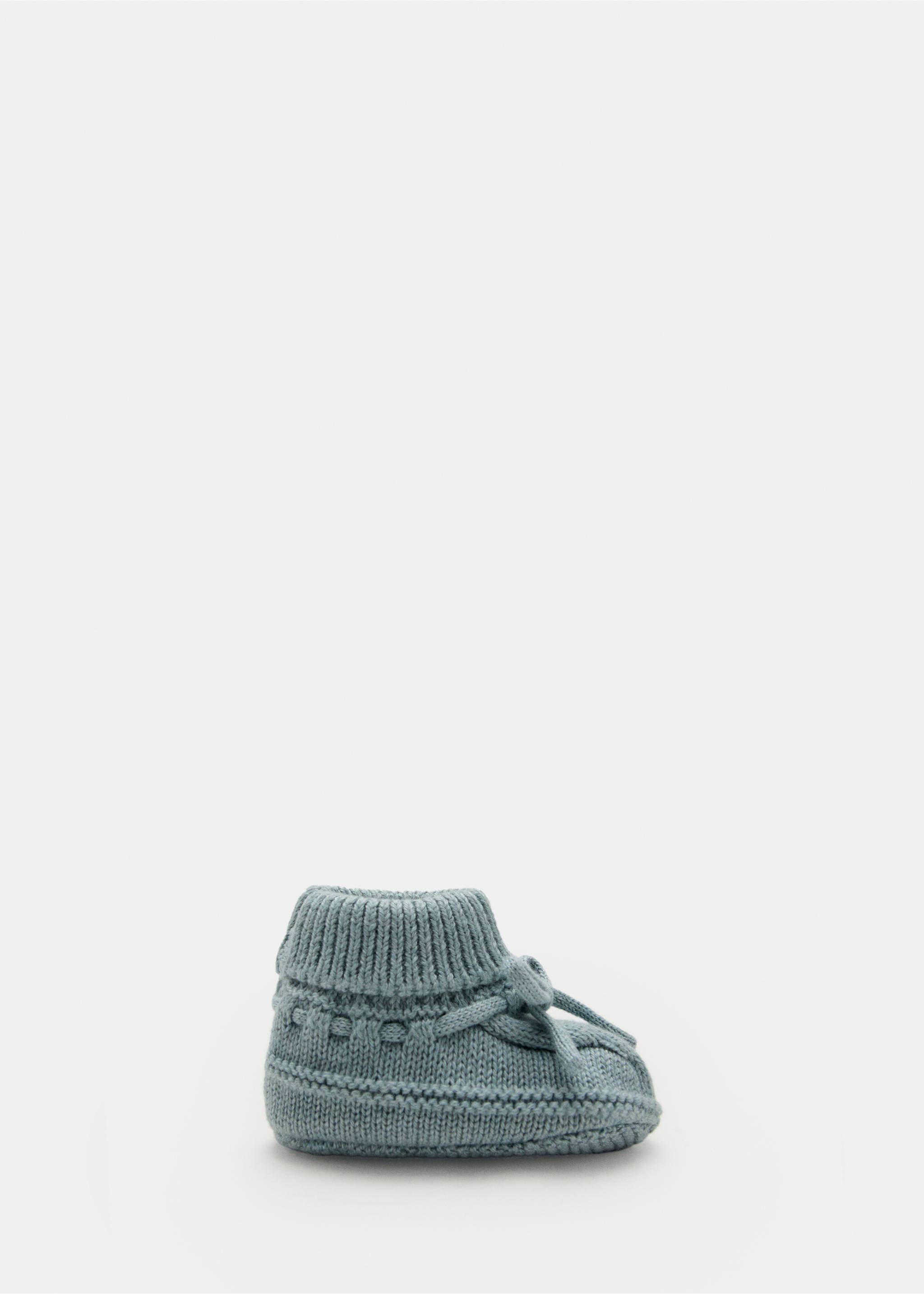 Knitted booties with bow - Article without model, Green. Ref: 27082003-00.