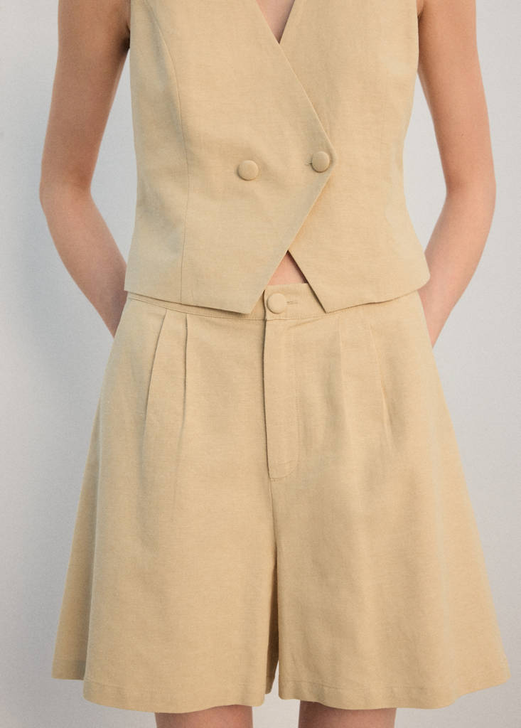 Straight linen-blend shorts