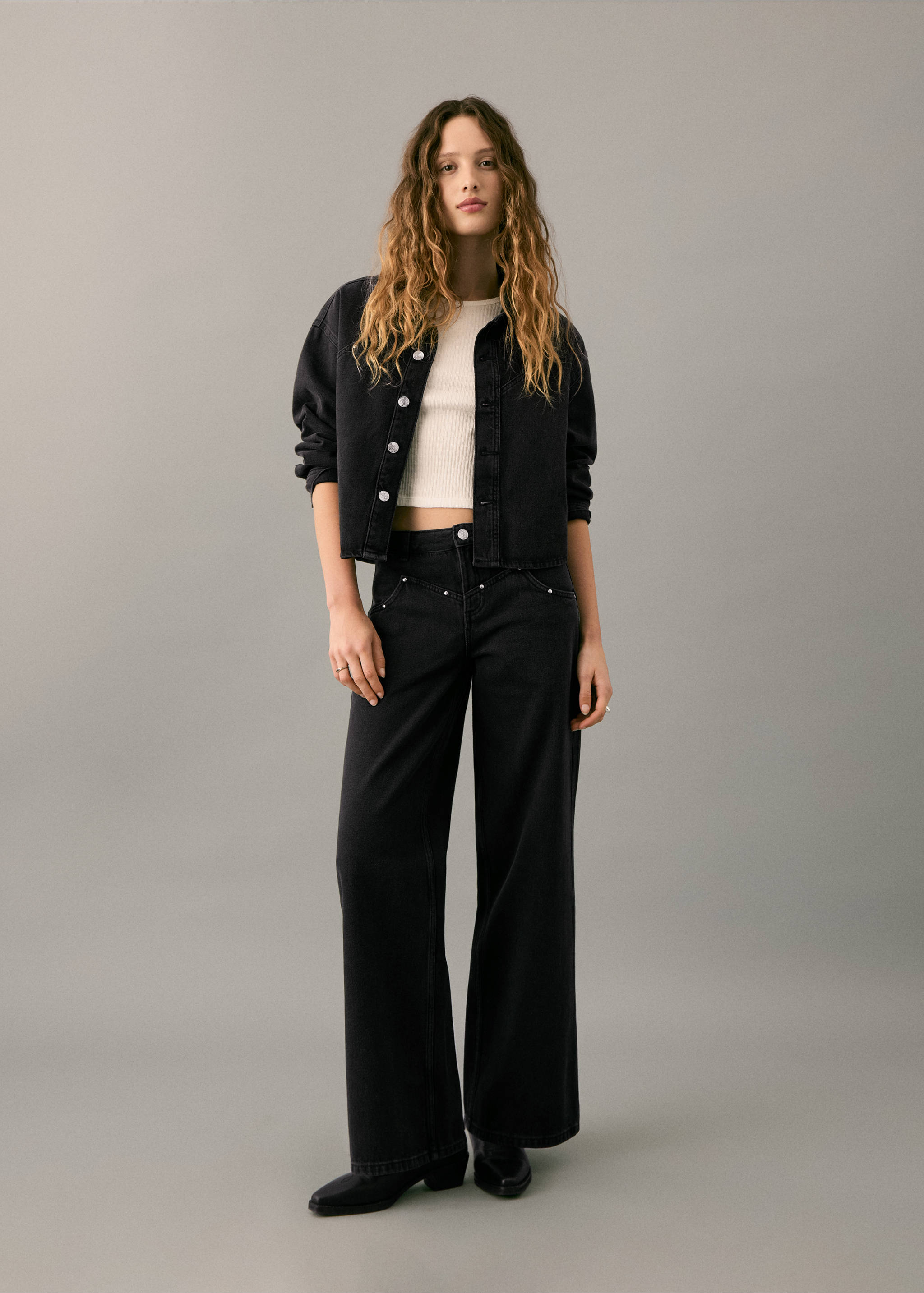 Jeansskjorta nitar - Allmän bild, Black denim. Ref: 27082543-00.