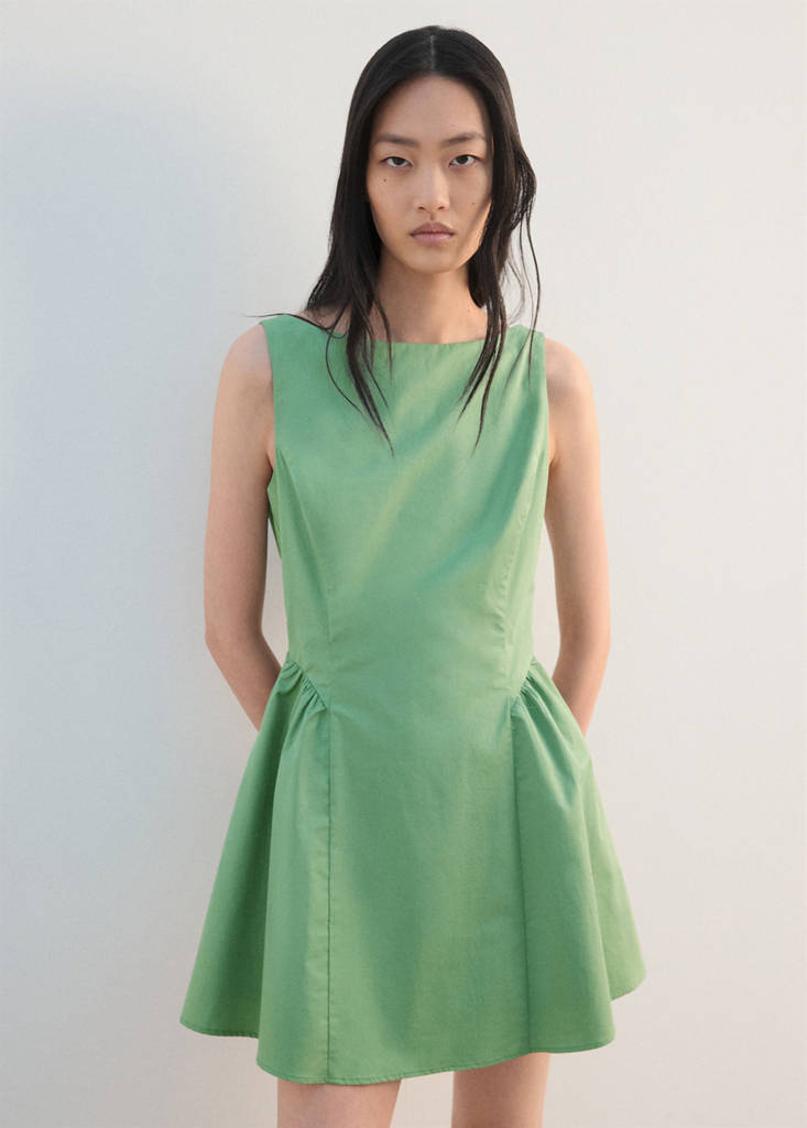 Flared cotton dress — Green