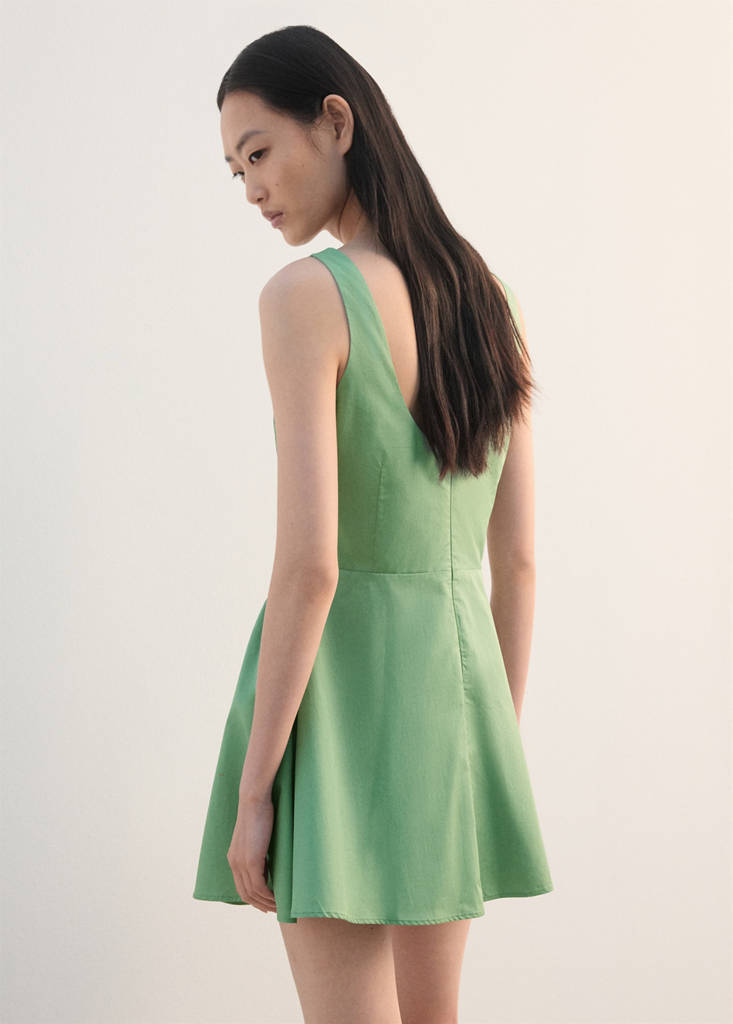 Flared cotton dress — Green