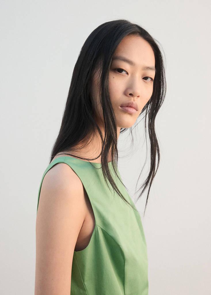 Flared cotton dress — Green