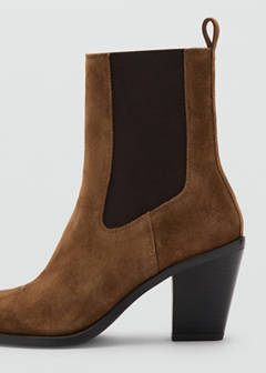 Suede ankle boot with pointed panels — Tobacco Brown 6