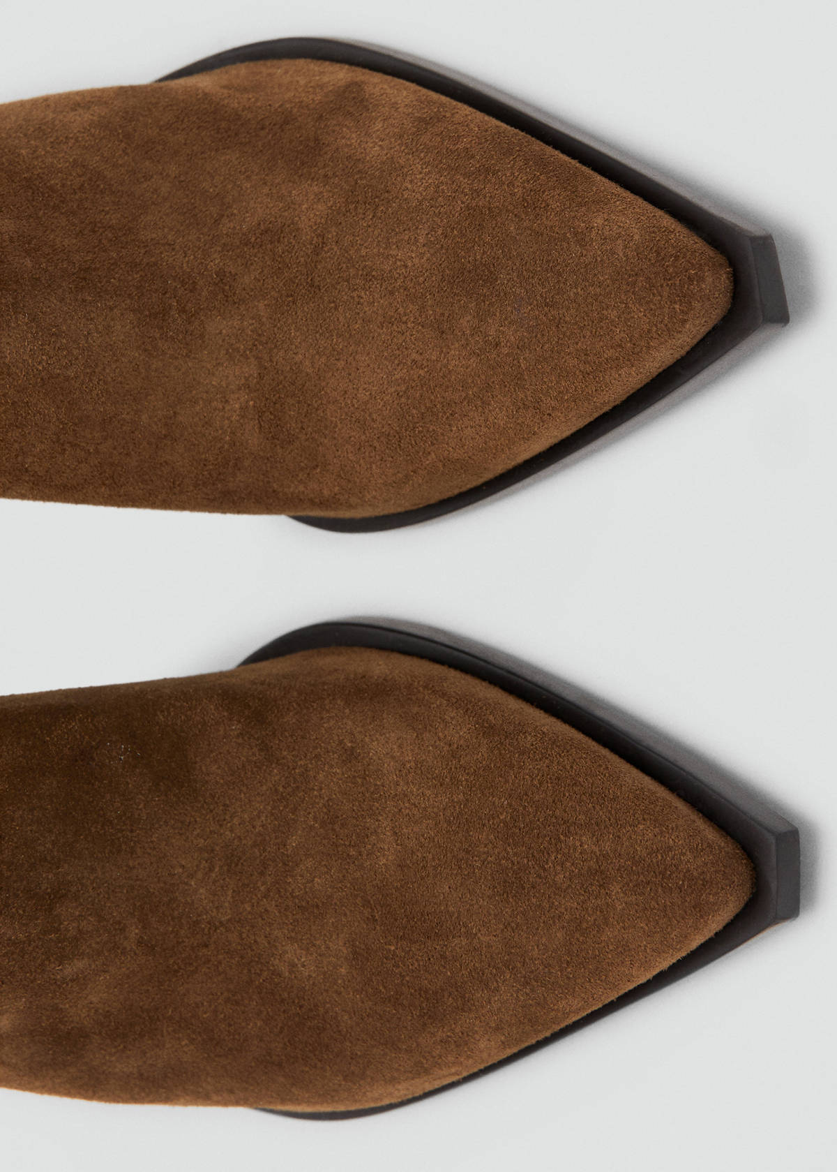 Suede ankle boot with pointed panels — Tobacco Brown