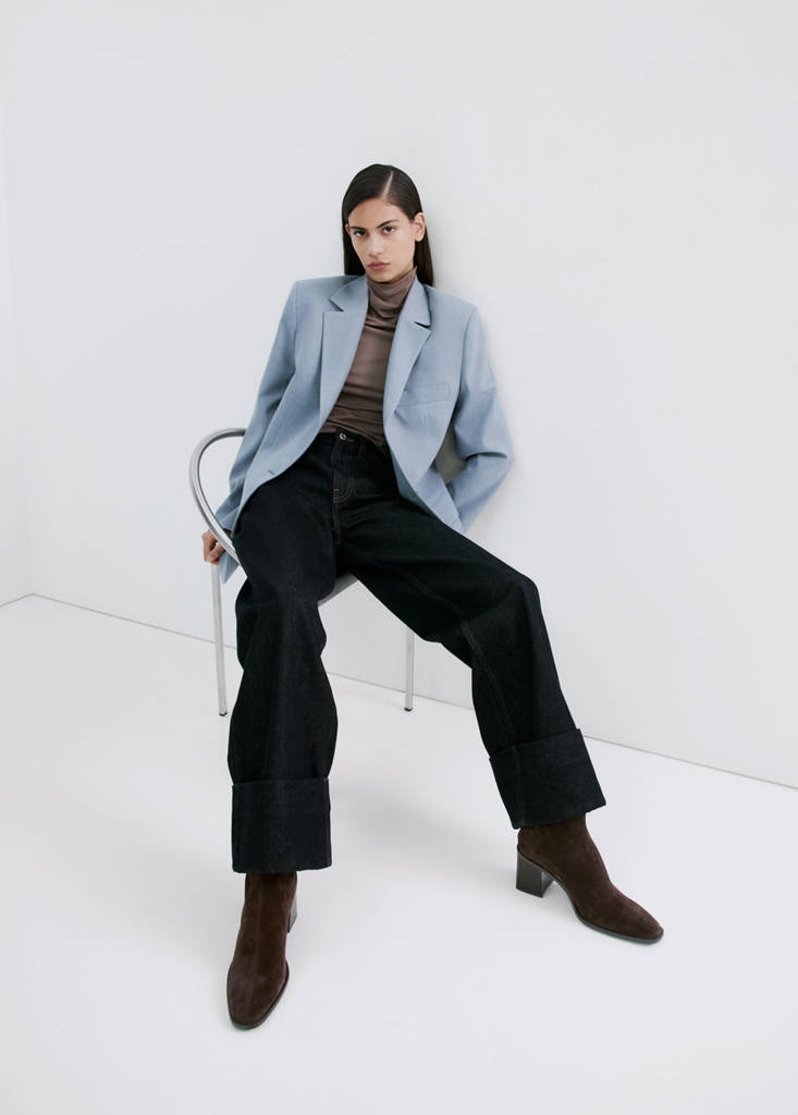Suede block-heel boots — Chocolate
