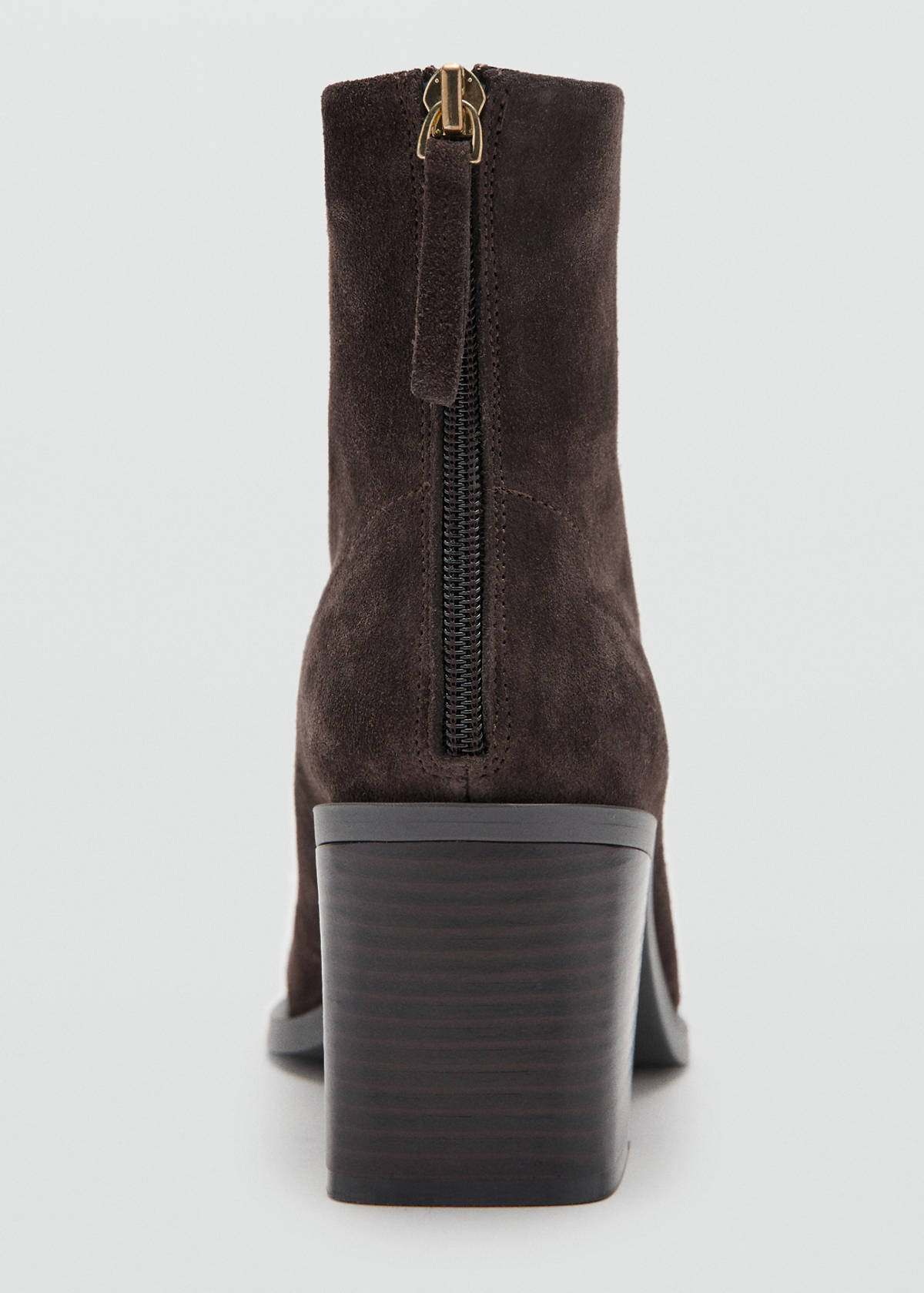Suede block-heel boots — Chocolate