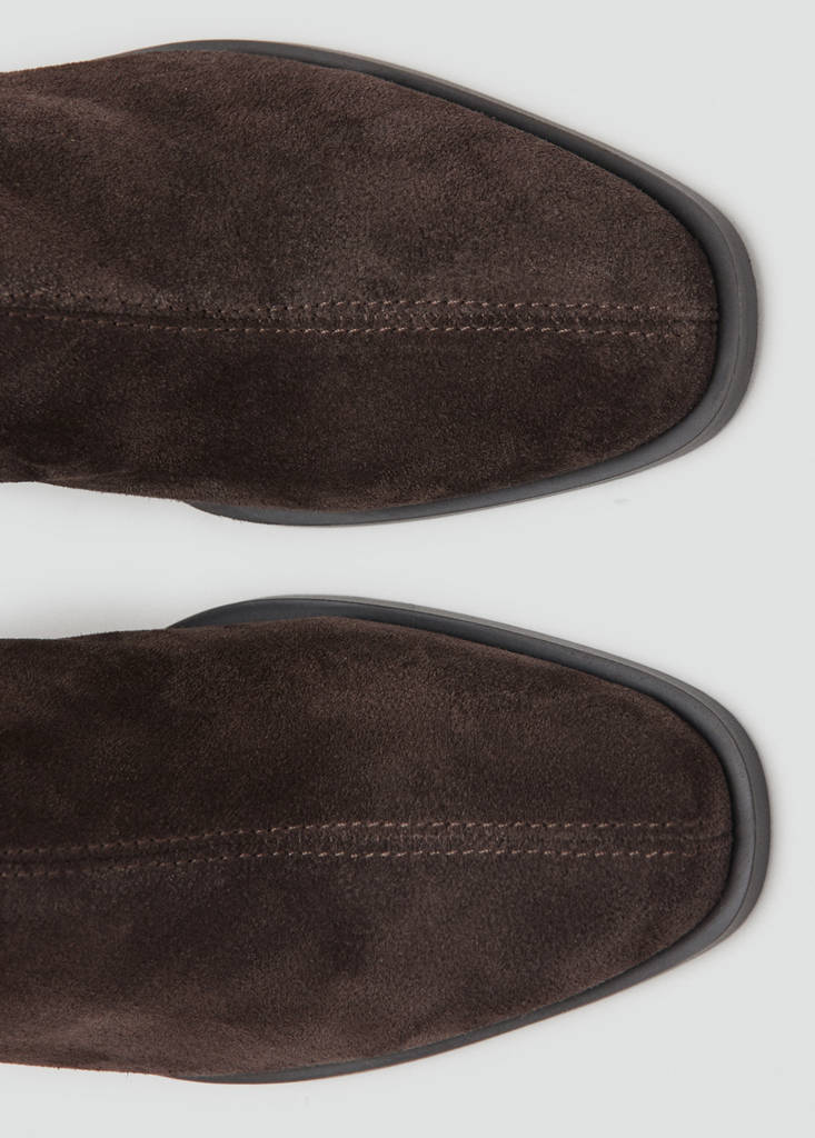 Suede block-heel boots — Chocolate