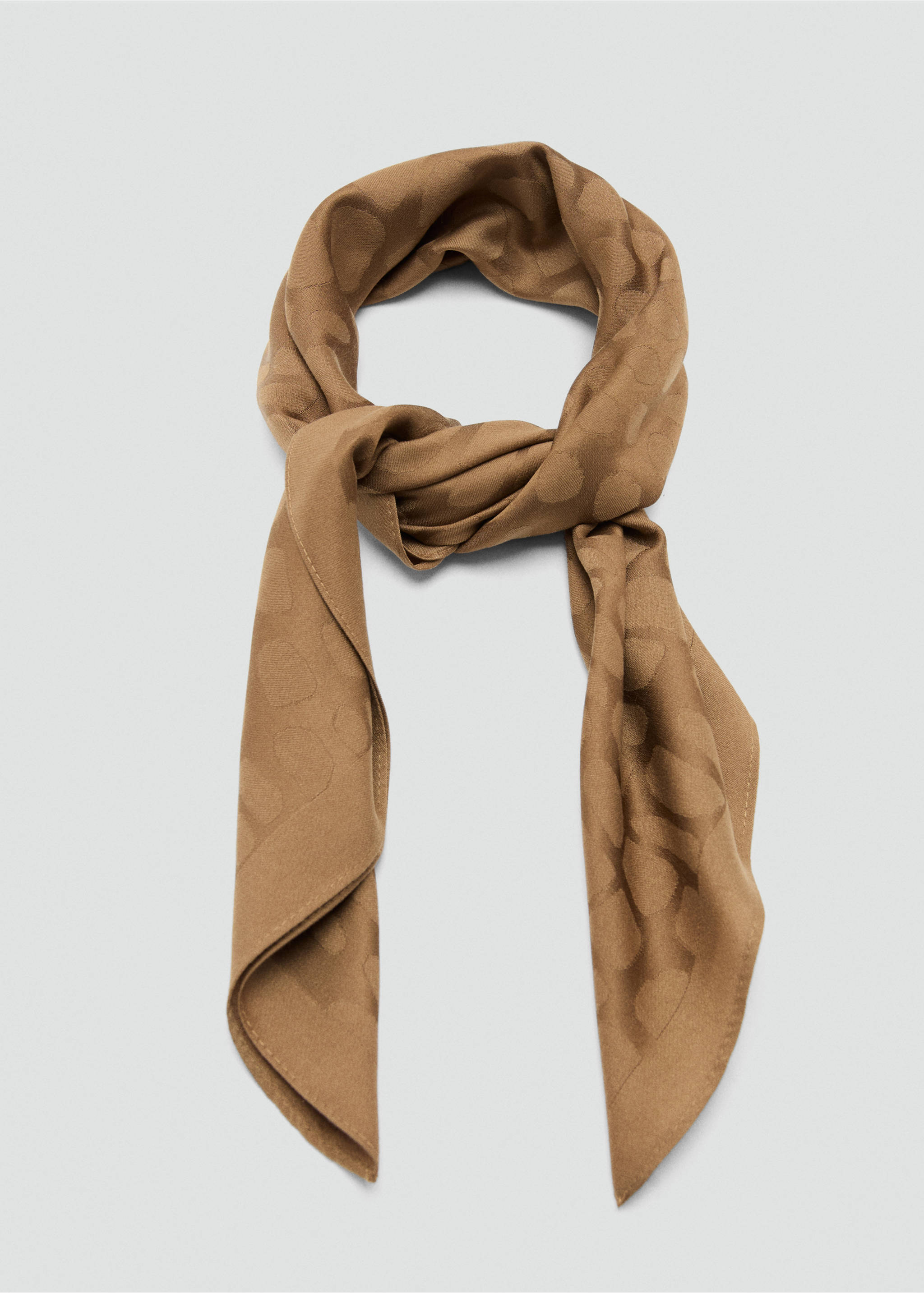 Jacquard scarf - Details of the article 1, Brown. Ref: 27082889-00.