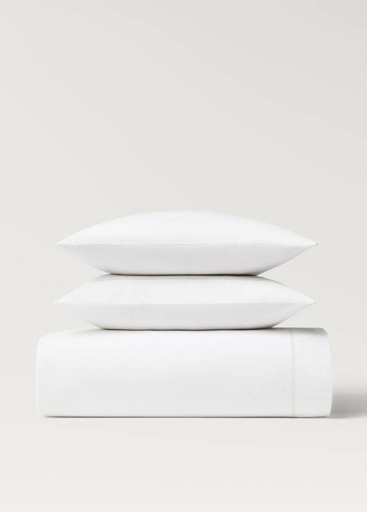Percale cotton duvet cover with hemstitch Single bed — White