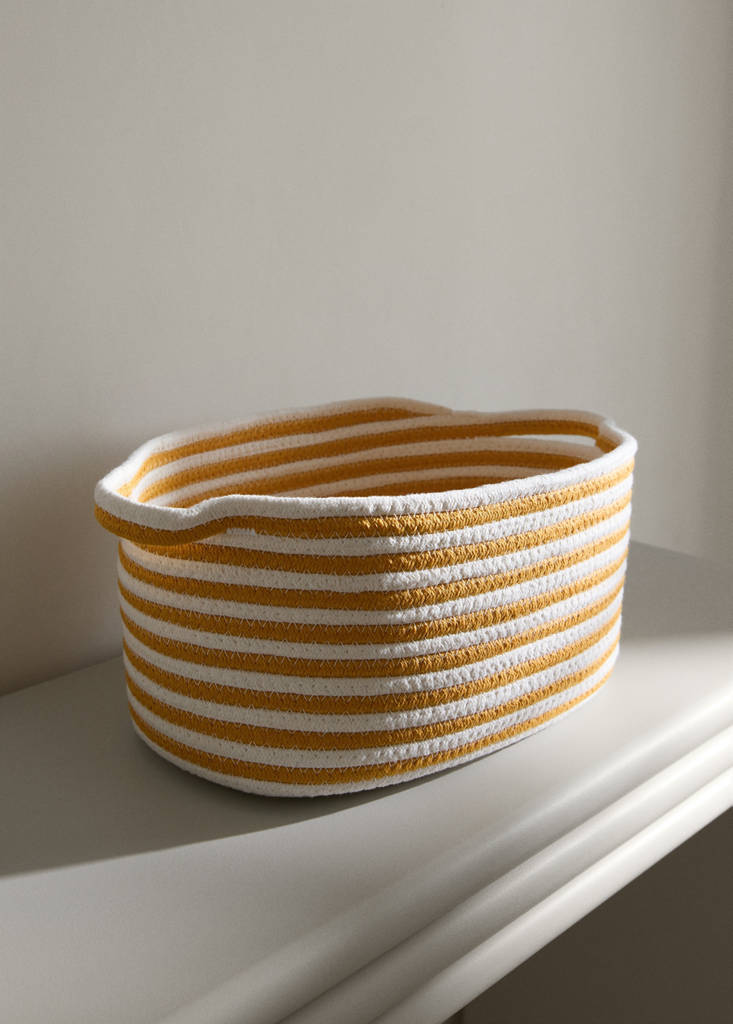 Medium cotton basket with handles — Yellow