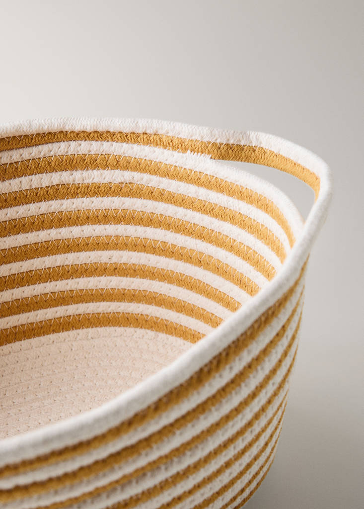 Medium cotton basket with handles — Yellow