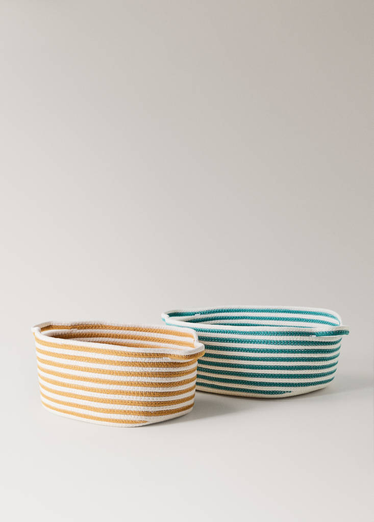 Medium cotton basket with handles — Yellow