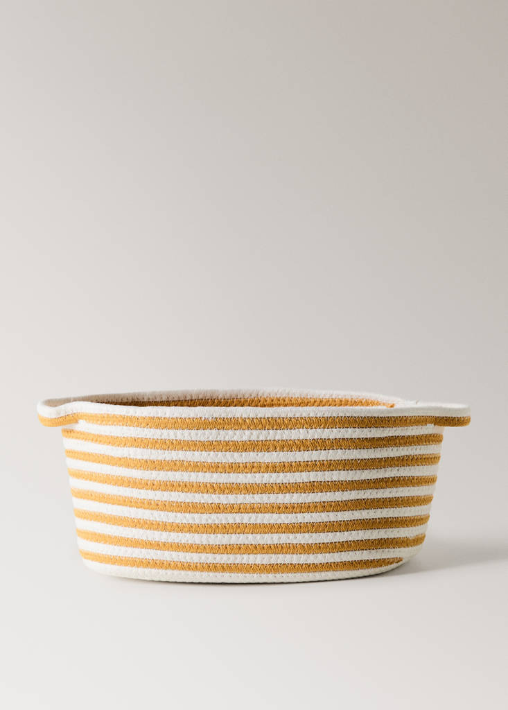 Medium cotton basket with handles — Yellow