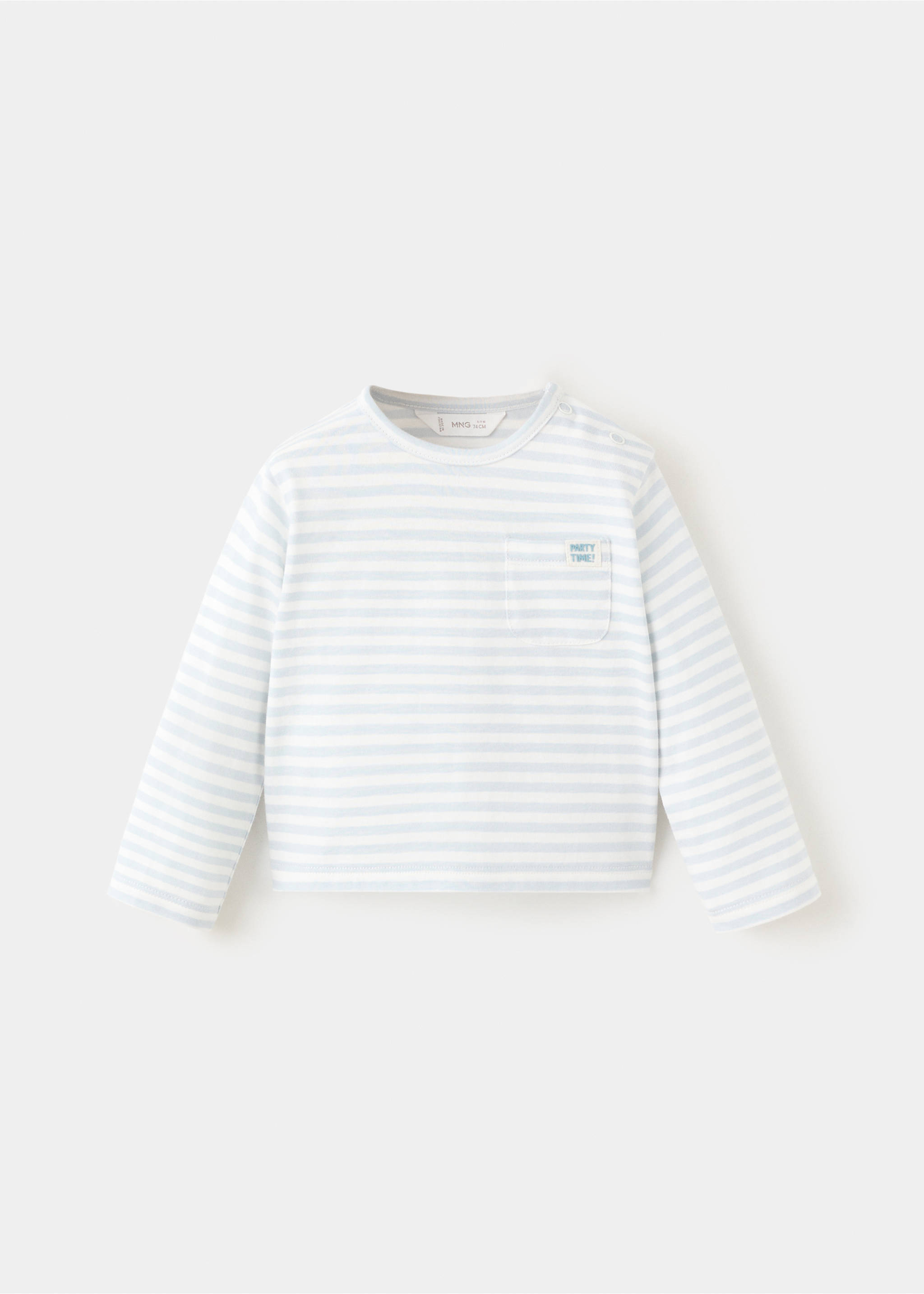 Striped cotton T-shirt - Article without model, Sky Blue. Ref: 27082898-00.