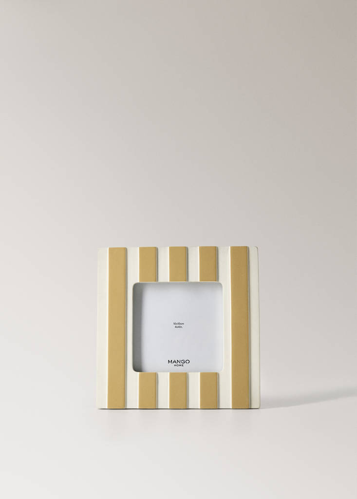 Small two-tone striped resin photo frame — Pastel Yellow