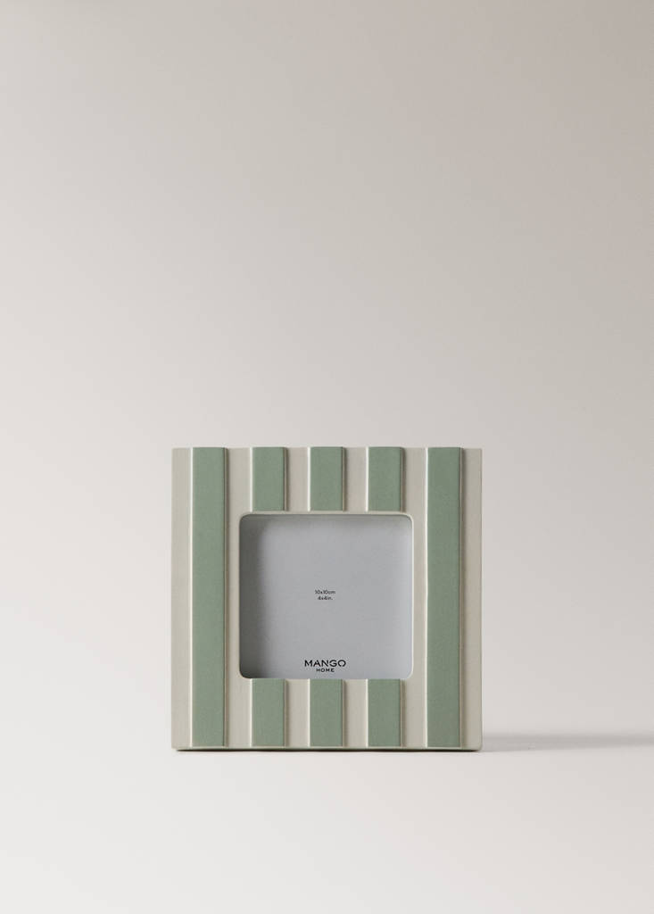 Small two-tone striped resin photo frame — Pastel Green