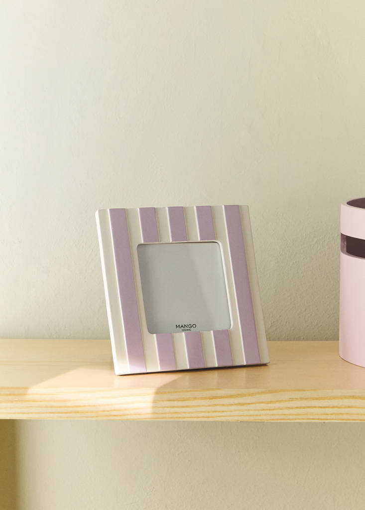 Small two-tone striped resin photo frame — Lavender