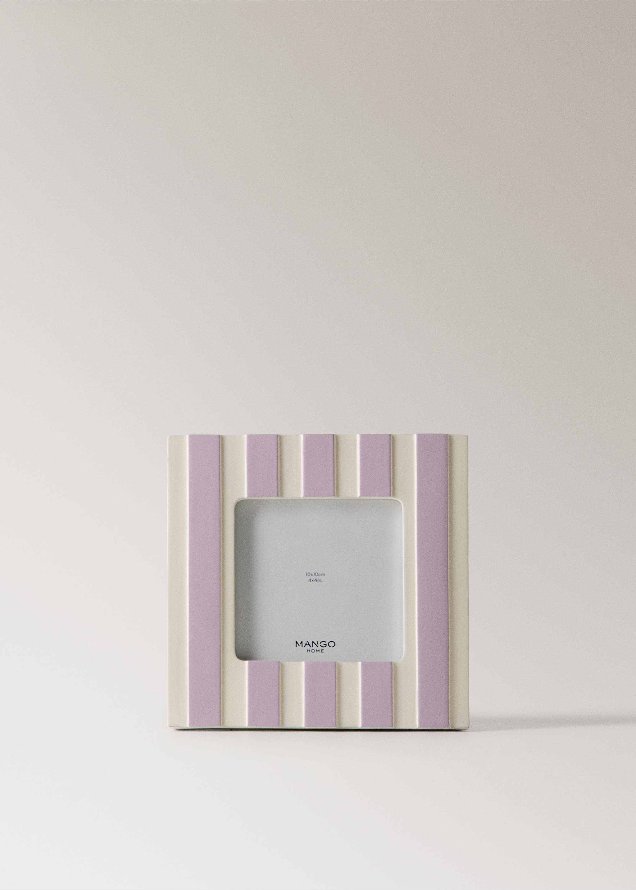 Bicolour striped resin photo frame - Article without model, Lavender. Ref: 27082902-00.