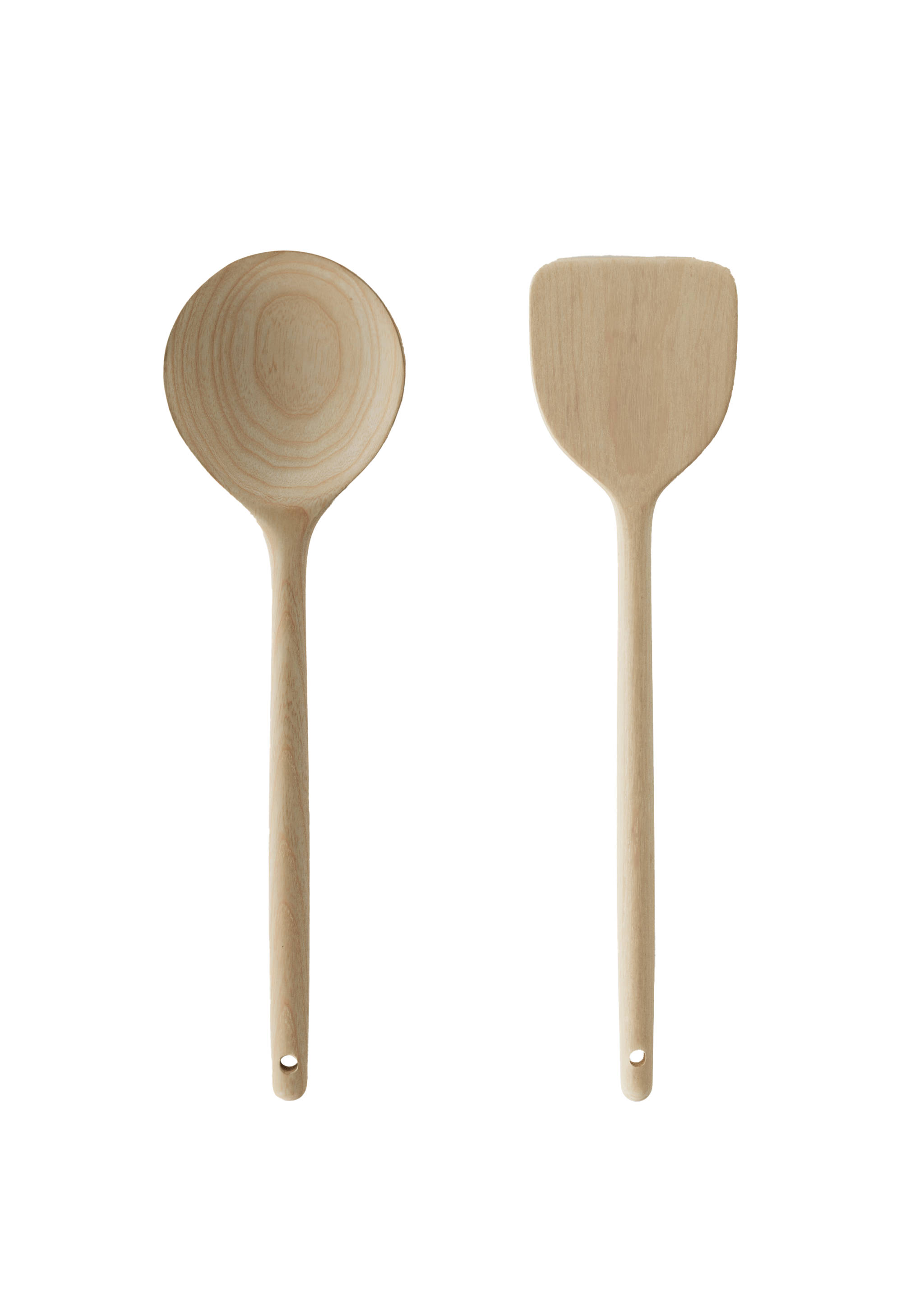 2-piece ash wood serving utensils set - Panoramic plane