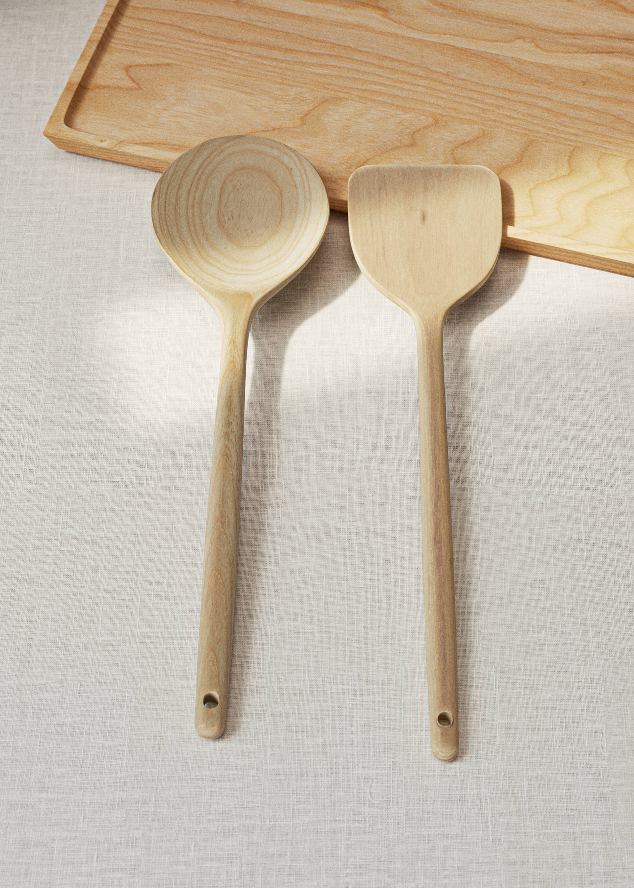 2-piece ash wood serving utensils set - General plane