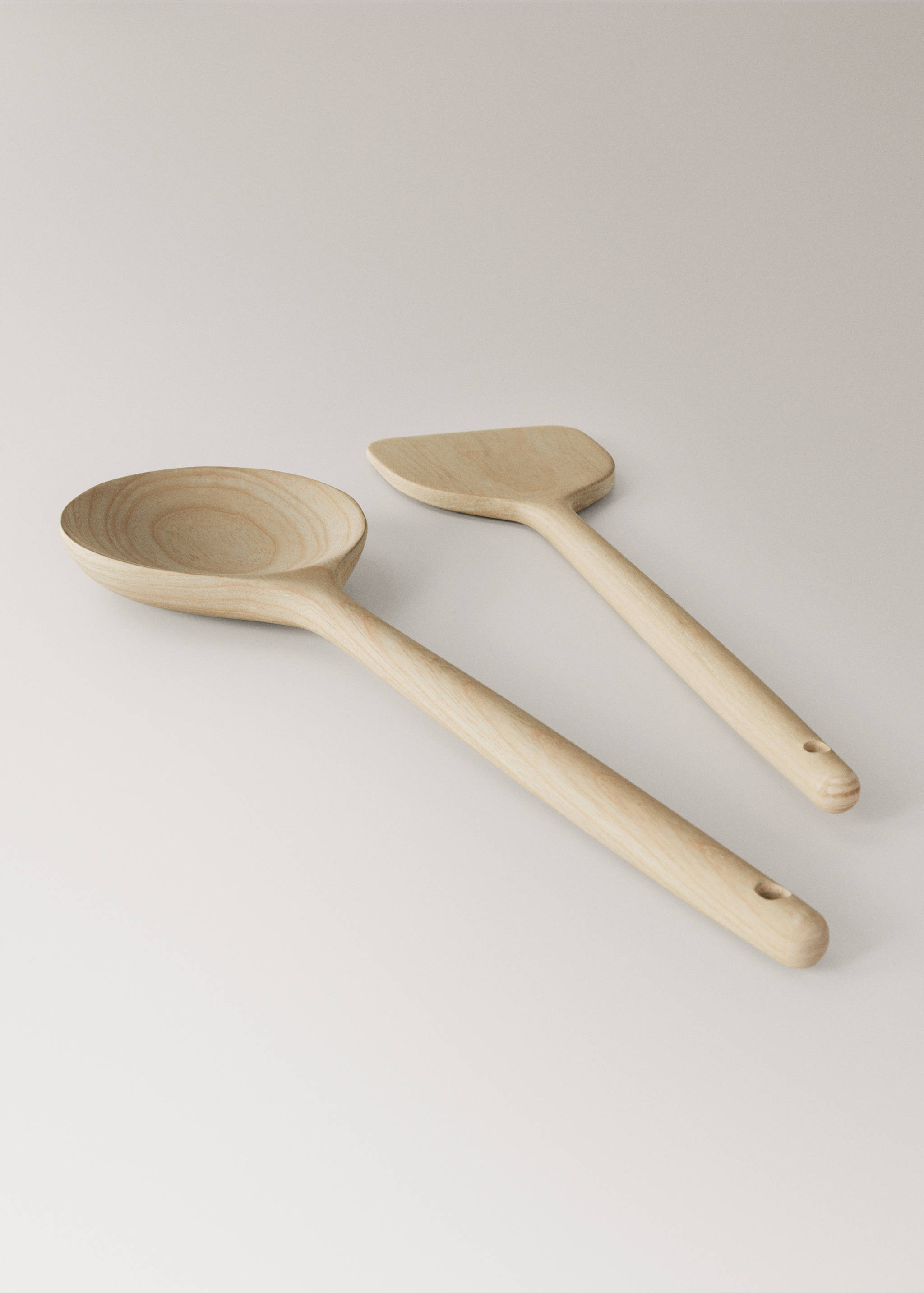 2-piece ash wood serving utensils set - Details of the article 2, Brown. Ref: 27082909-00.
