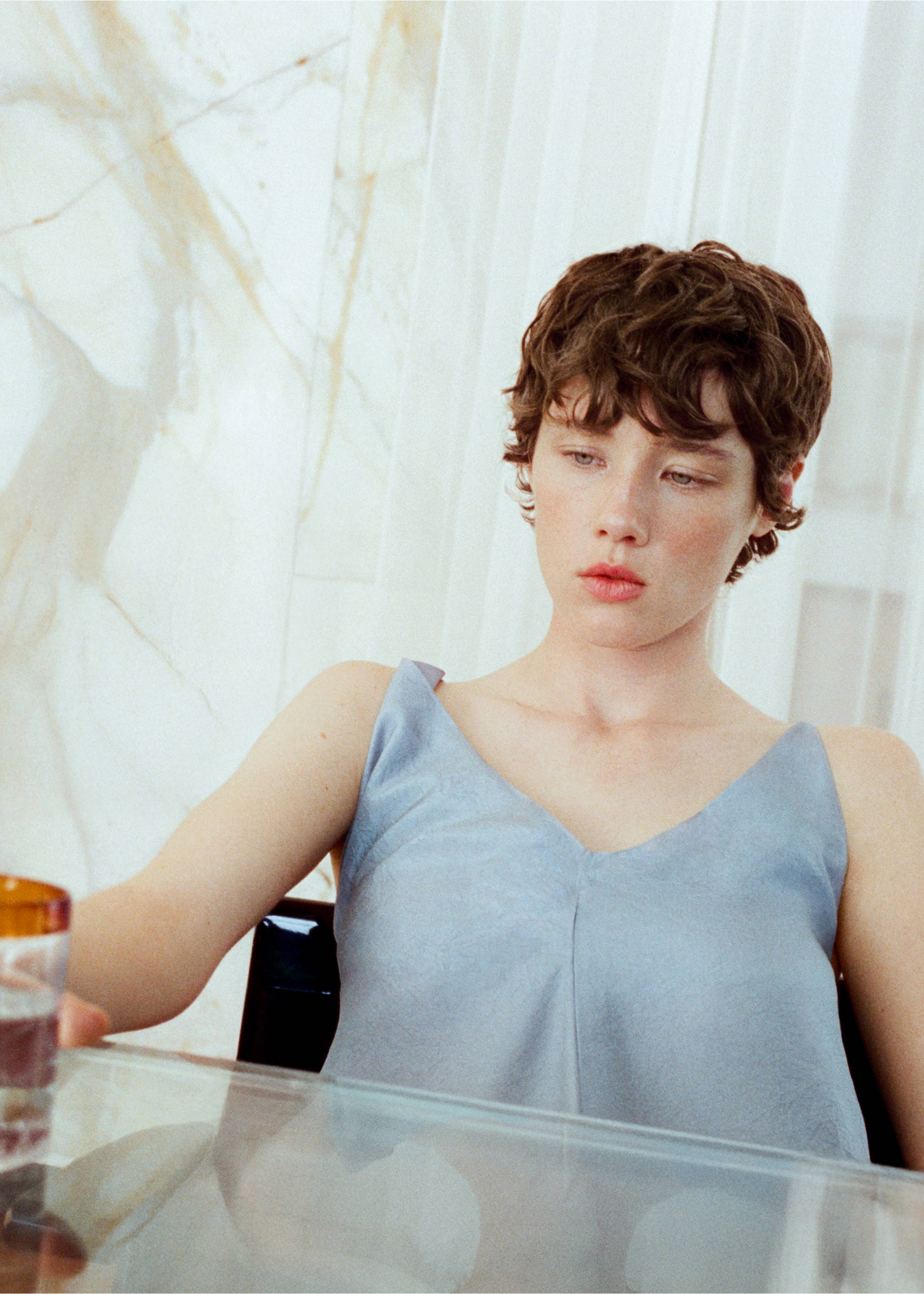 Copo de borossilicato com borda de color - Pormenor do artigo 6, Laranja. Ref: 27082914-00.