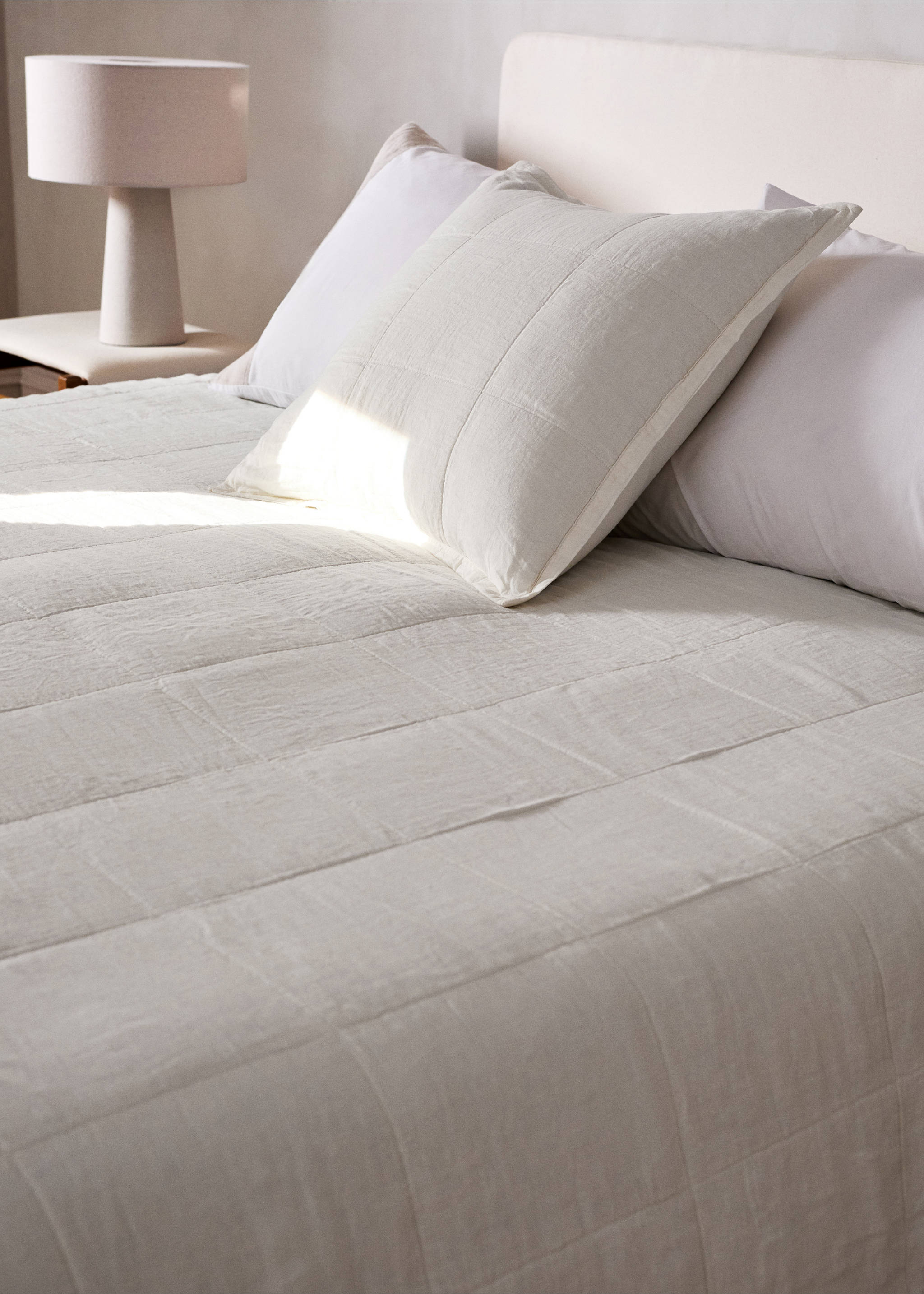 Юрган от пран лен на едро каре за легло 130/140 см - Данни за артикула 7, Екрю. Ref: 27082920-00.